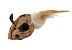 Wouapy - Jouet Souris en Liège avec Plumes pour Chat