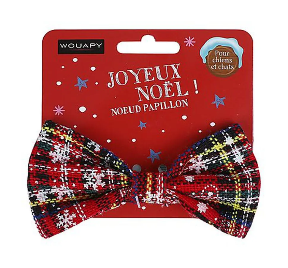 Wouapy - Noeud Papillon Noël pour Chien et Chat - 14 x 6,5cm