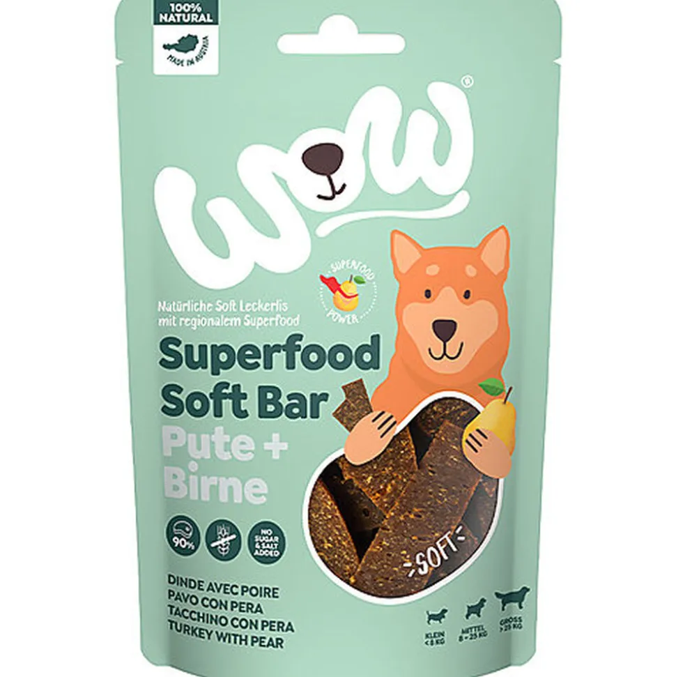 Wow - Friandises Barre Superfood Dinde Poire pour Chiens - 150g