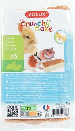 Zolux - Biscuits Crunchy Cake à la Banane et Pomme pour Rongeurs - x6