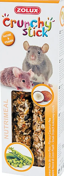 Zolux - Friandises Crunchy Stick Noix de Coco et Petits Pois pour Rat et Souris - 115g