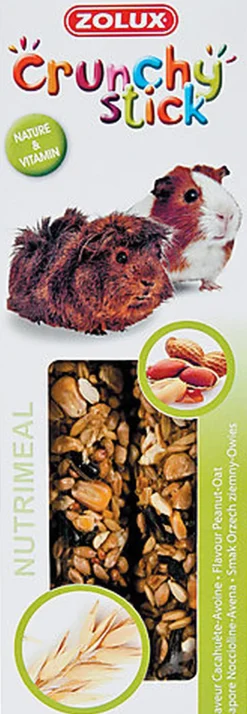 Zolux - Friandises Crunchy Stick Cacahuète et Avoine pour Cochon d'Inde - 115g