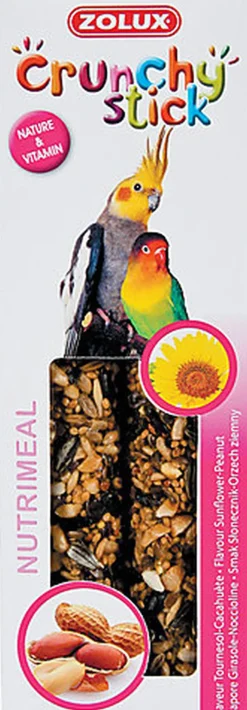 Zolux - Friandises Crunchy Stick Tournesol et Cacahuète pour Grandes Perruches - 115g